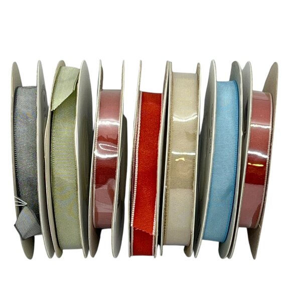 Mixed Ribbon Rolls Taffeta & Organdy Lot 3/8"-1" Width Various Colors LOT - Picture 1 of 16